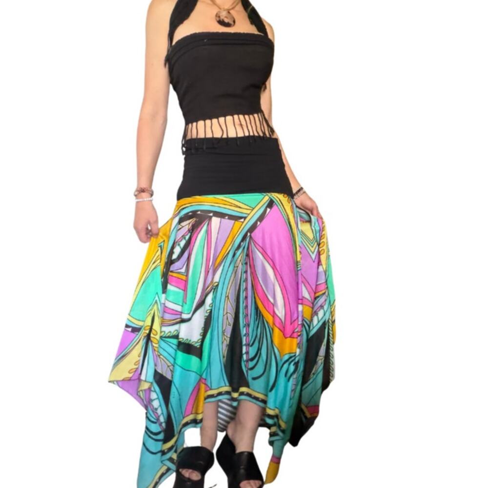 💫 Y2K Abstract Handkerchief Hem Convertible Skirt / Dress